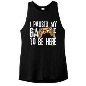 Paused My Game To Be Here Ladies PosiCharge Tri-Blend Wicking Tank