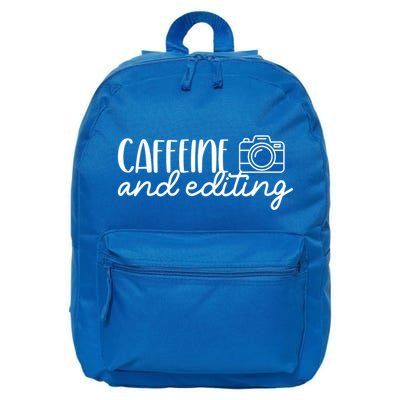 Photography Meaningful Gift Caffeine And Editing Photographer Cool Gift 16 in Basic Backpack