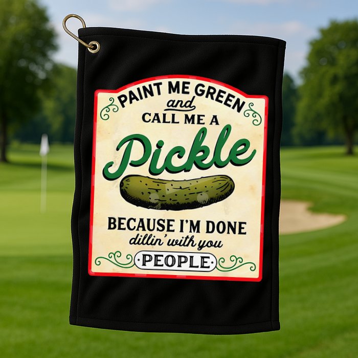 Paint Me Green And Call Me A Pickle Because I'm Done Dillin Golf Towel