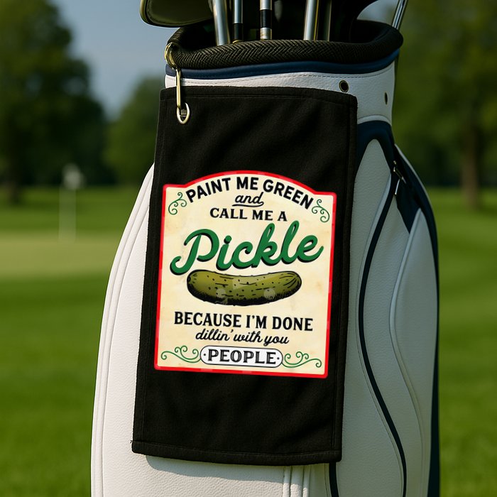 Paint Me Green And Call Me A Pickle Because I'm Done Dillin Golf Towel