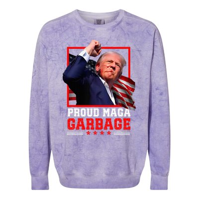 Proud Maga Garbage Trump Colorblast Crewneck Sweatshirt