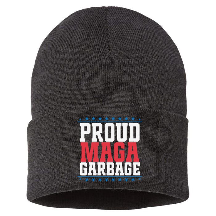 Proud Maga Garbage Trump Supporter Sustainable Knit Beanie