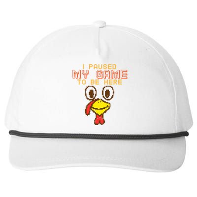 Paused My Game To Be Here Turkey Gamer Thanksgiving Snapback Five-Panel Rope Hat