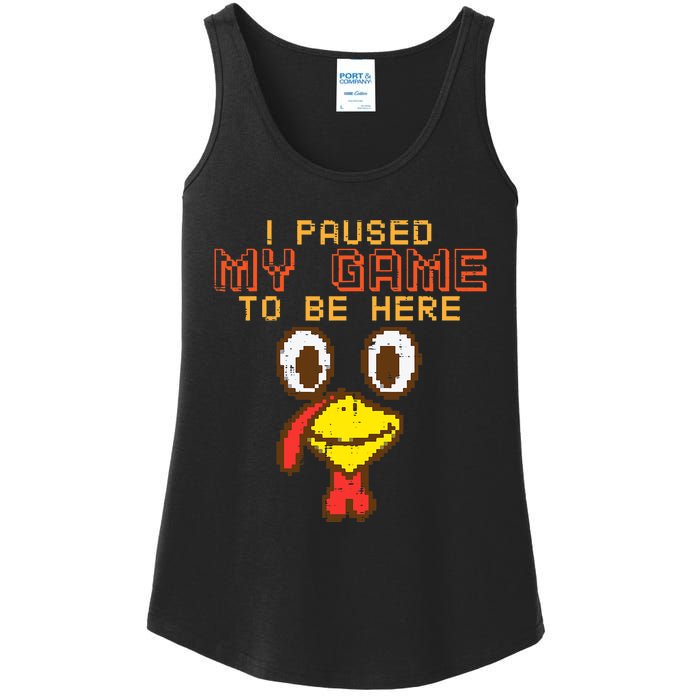 Paused My Game To Be Here Turkey Gamer Thanksgiving Ladies Essential Tank