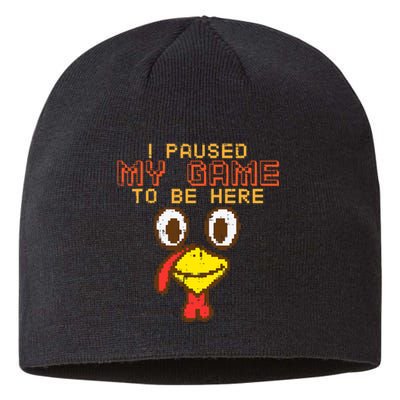 Paused My Game To Be Here Turkey Gamer Thanksgiving Sustainable Beanie