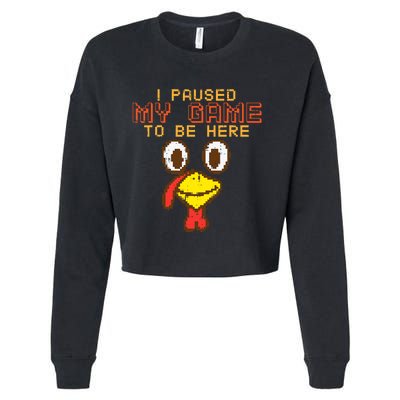 Paused My Game To Be Here Turkey Gamer Thanksgiving Cropped Pullover Crew