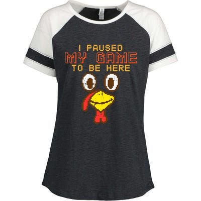 Paused My Game To Be Here Turkey Gamer Thanksgiving Enza Ladies Jersey Colorblock Tee