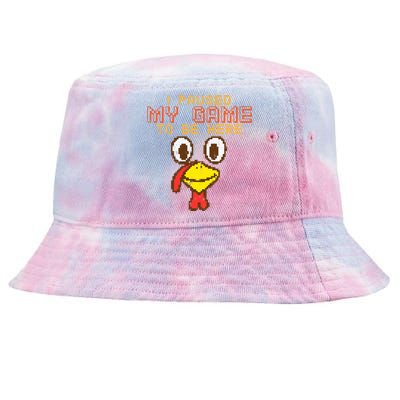 Paused My Game To Be Here Turkey Gamer Thanksgiving Tie-Dyed Bucket Hat