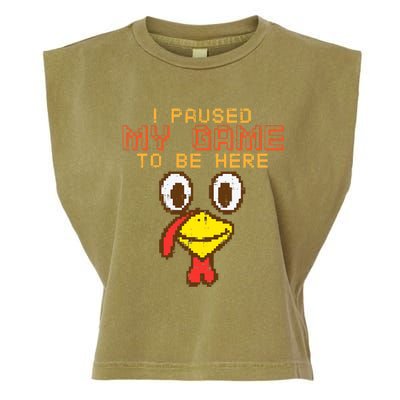 Paused My Game To Be Here Turkey Gamer Thanksgiving Garment-Dyed Women's Muscle Tee