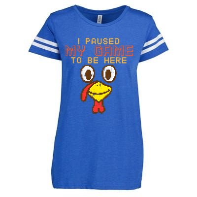 Paused My Game To Be Here Turkey Gamer Thanksgiving Enza Ladies Jersey Football T-Shirt