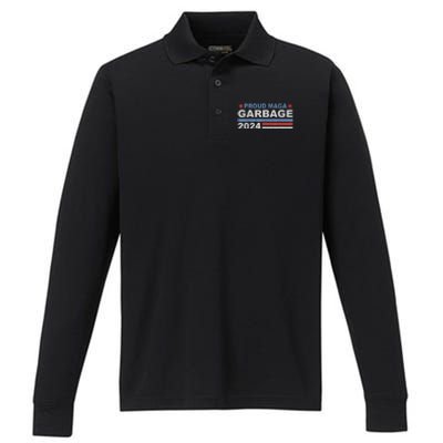 Proud Maga Garbage Trump Supporter Performance Long Sleeve Polo