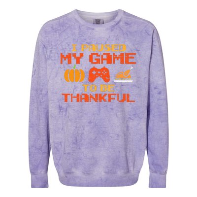 Paused My Game Thankful Video Gamer Thanksgiving Colorblast Crewneck Sweatshirt