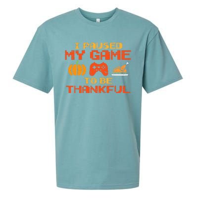 Paused My Game Thankful Video Gamer Thanksgiving Sueded Cloud Jersey T-Shirt