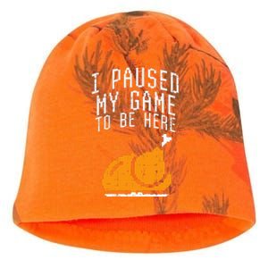 Paused My Game To Be Here Turkey Thanksgiving Gamer Kati - Camo Knit Beanie