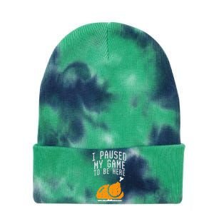 Paused My Game To Be Here Turkey Thanksgiving Gamer Tie Dye 12in Knit Beanie