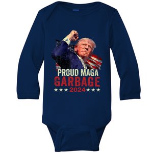 Proud Maga Garbage Trump Supporter Baby Long Sleeve Bodysuit