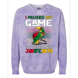 Paused My Game To Celebrate Juneteenth Decoration Gamer Gift Colorblast Crewneck Sweatshirt