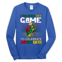 Paused My Game To Celebrate Juneteenth Decoration Gamer Gift Tall Long Sleeve T-Shirt