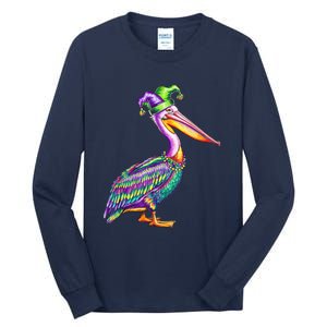 Pelican Mardi Gras Carnival Animal Lover Happy Mardi Festival Tall Long Sleeve T-Shirt