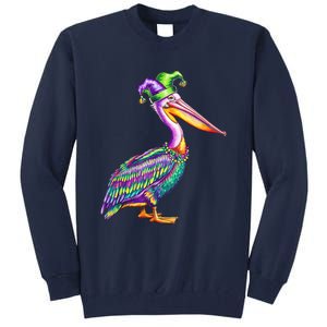 Pelican Mardi Gras Carnival Animal Lover Happy Mardi Festival Tall Sweatshirt