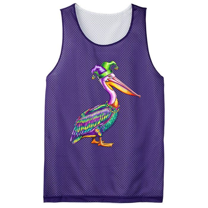 Pelican Mardi Gras Carnival Animal Lover Happy Mardi Festival Mesh Reversible Basketball Jersey Tank