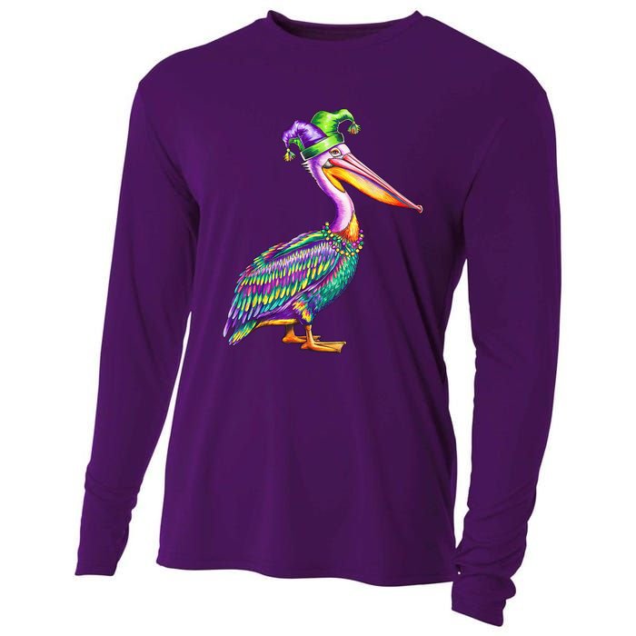 Pelican Mardi Gras Carnival Animal Lover Happy Mardi Festival Cooling Performance Long Sleeve Crew