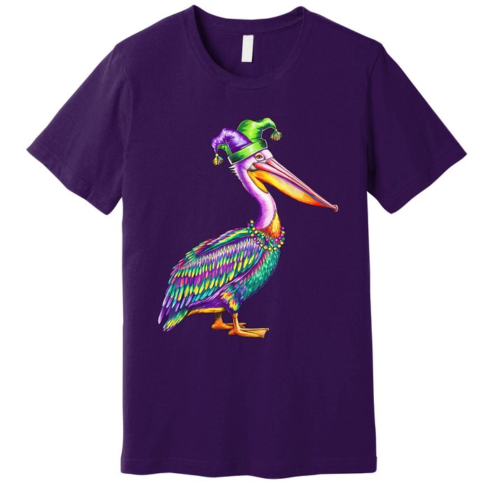 Pelican Mardi Gras Carnival Animal Lover Happy Mardi Festival Premium T-Shirt