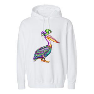 Pelican Mardi Gras Carnival Animal Lover Happy Mardi Festival Garment-Dyed Fleece Hoodie