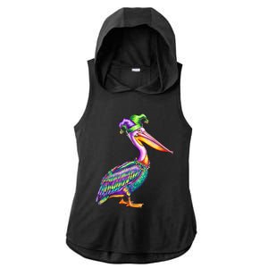 Pelican Mardi Gras Carnival Animal Lover Ladies PosiCharge Tri-Blend Wicking Draft Hoodie Tank