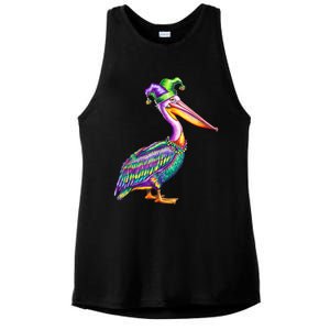 Pelican Mardi Gras Carnival Animal Lover Ladies PosiCharge Tri-Blend Wicking Tank