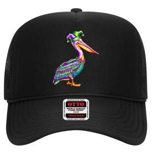 Pelican Mardi Gras Carnival Animal Lover High Crown Mesh Back Trucker Hat