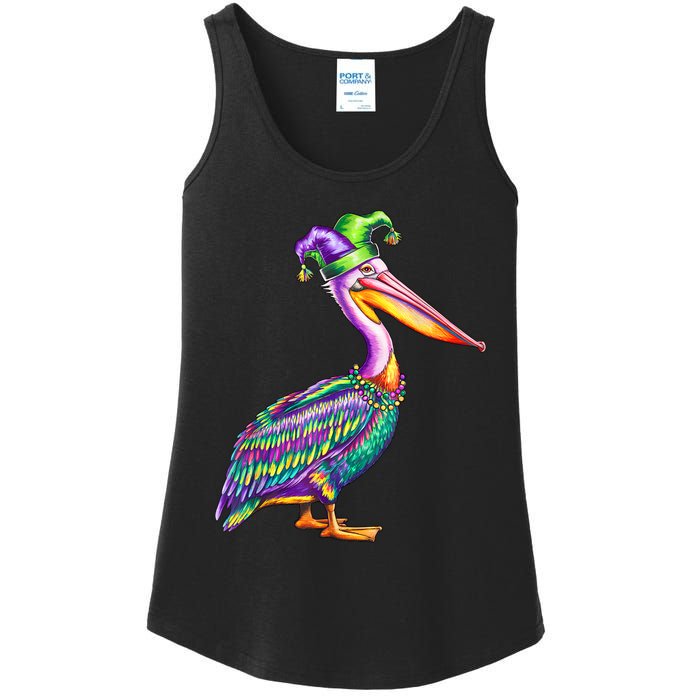 Pelican Mardi Gras Carnival Animal Lover Ladies Essential Tank