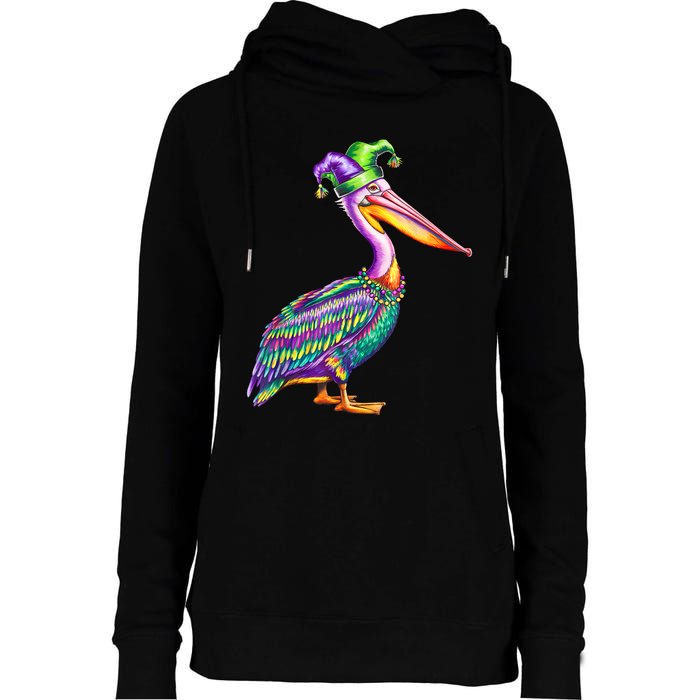 Pelican Mardi Gras Carnival Animal Lover Womens Funnel Neck Pullover Hood