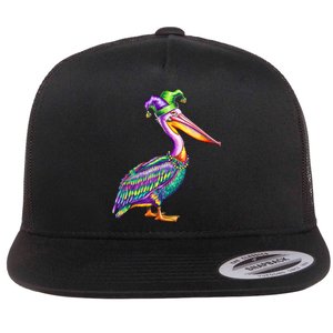 Pelican Mardi Gras Carnival Animal Lover Flat Bill Trucker Hat