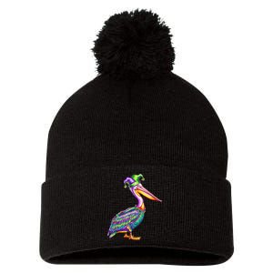 Pelican Mardi Gras Carnival Animal Lover Pom Pom 12in Knit Beanie