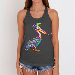 Pelican Mardi Gras Carnival Animal Lover Women's Knotted Racerback Tank