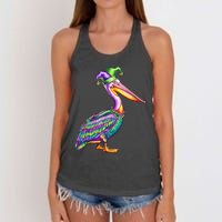 Pelican Mardi Gras Carnival Animal Lover Women's Knotted Racerback Tank