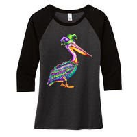 Pelican Mardi Gras Carnival Animal Lover Women's Tri-Blend 3/4-Sleeve Raglan Shirt