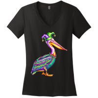 Pelican Mardi Gras Carnival Animal Lover Women's V-Neck T-Shirt