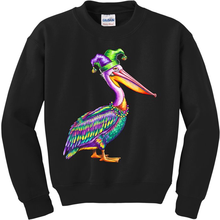 Pelican Mardi Gras Carnival Animal Lover Kids Sweatshirt