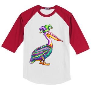 Pelican Mardi Gras Carnival Animal Lover Kids Colorblock Raglan Jersey