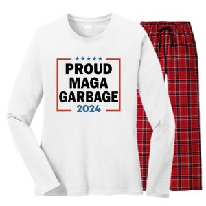 Proud Maga Garbage Proud To Be Garbage Trump Supporters Women's Long Sleeve Flannel Pajama Set 