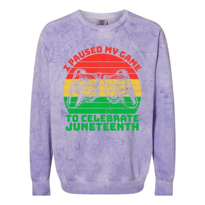 Paused My Game To Celebrate Juneteenth Video Gamer Gift Colorblast Crewneck Sweatshirt