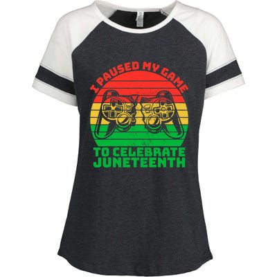 Paused My Game To Celebrate Juneteenth Video Gamer Gift Enza Ladies Jersey Colorblock Tee