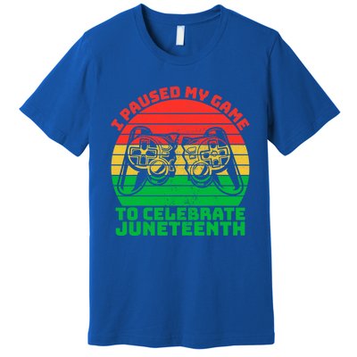 Paused My Game To Celebrate Juneteenth Video Gamer Gift Premium T-Shirt