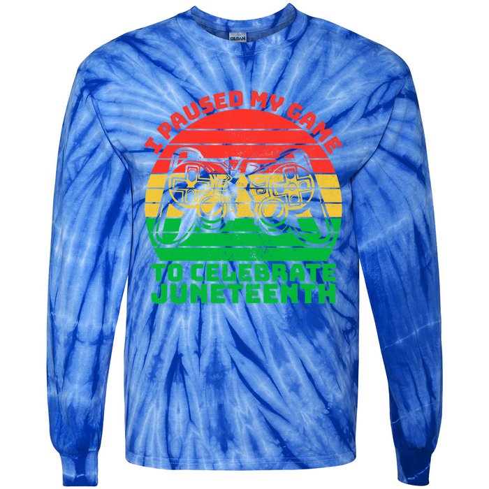 Paused My Game To Celebrate Juneteenth Video Gamer Gift Tie-Dye Long Sleeve Shirt