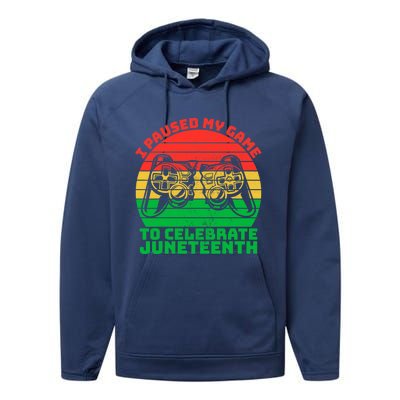 Paused My Game To Celebrate Juneteenth Video Gamer Gift Performance Fleece Hoodie