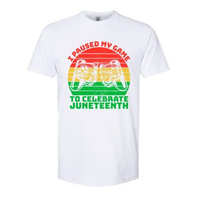 Paused My Game To Celebrate Juneteenth Video Gamer Gift Softstyle CVC T-Shirt