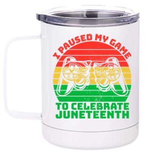 Paused My Game To Celebrate Juneteenth Video Gamer Gift 12 oz Stainless Steel Tumbler Cup