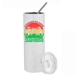 Paused My Game To Celebrate Juneteenth Video Gamer Gift Stainless Steel Tumbler